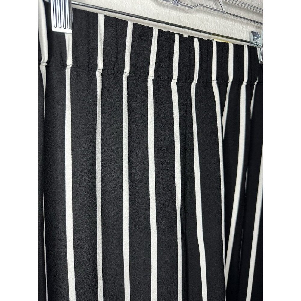 International Concepts Black White Stripe Wide Leg Stretch Waist Pants Medium - Picture 3 of 10